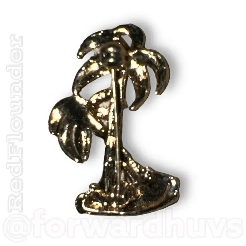 Vintage Gold Tone & Enamel Palm Tree Brooch